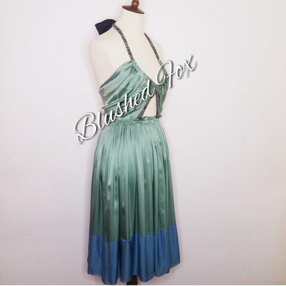 Chloe Bejeweled Silk Halter Rhinestone Dress Vintage Chloe Phoebe Philo Dress - Picture 5 of 9